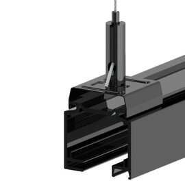 Wire Rope Holder Gripper with Side Cable Output for ø1,0 ø1,5 mm, Suitable for Eutrac Power Rails – Coated Black