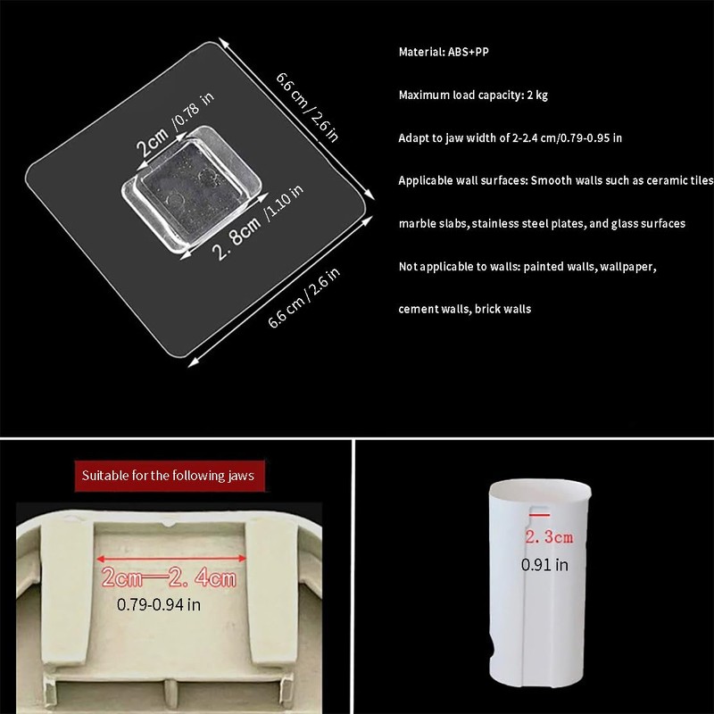CARURLIFF 6 PCS 1.1 Inch Rectangular Adhesive Shower Caddy Replacement