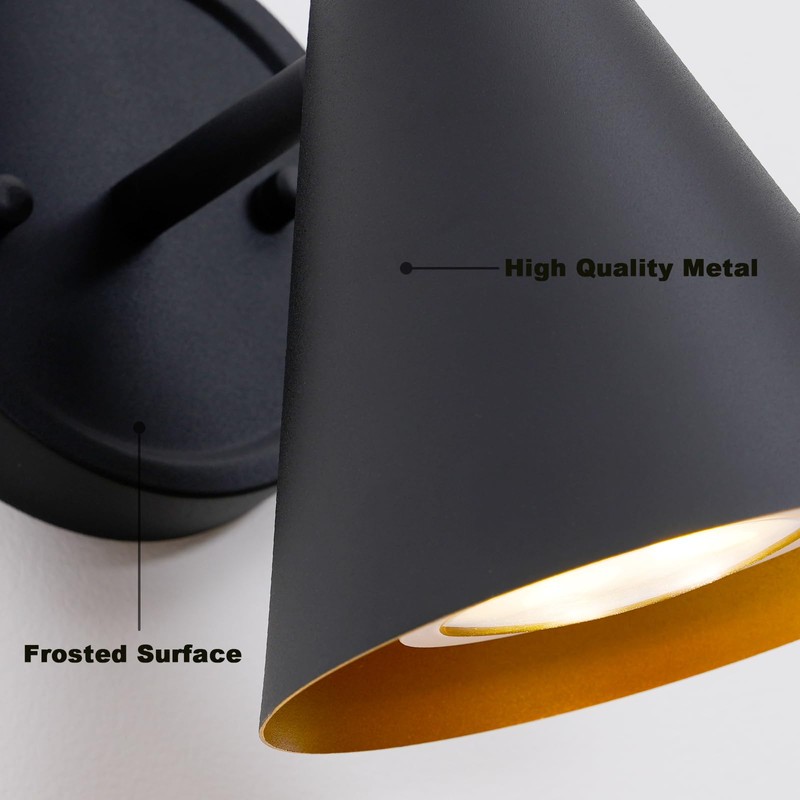 HEQIQEH Modern Battery Powered Wall Sconces Light Set of 2