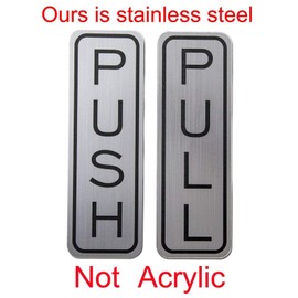 Coolest Brushed 304 Grade Stainless Steel Premium Push/Pull Set Door Sign (Vertical) 5 x 1.5 inch Stylish (Pair Of 5)