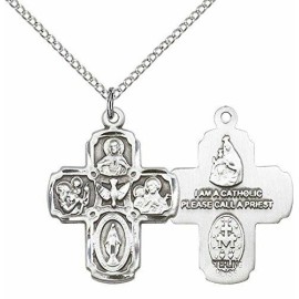 F A Dumont Sterling Silver 5-Way Pendant with 18" Stainless Steel Lite Curb Chain.