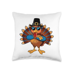 Turkey Pilgrim Costume Thanksgiving Day Funny Boys Girls Throw Pillow