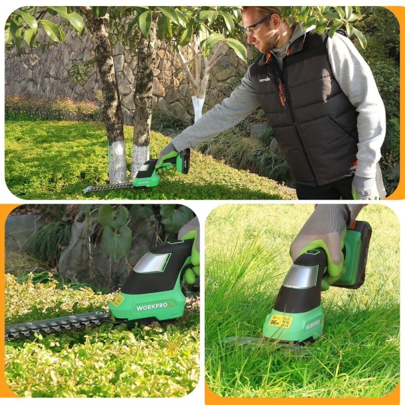 WORKPROX 20V Cordless Grass Shears Shrubbery Trimmer 2-in-1 Hedge Shears/Trimmer