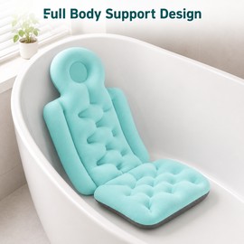 Full Body Bath Pillow for Neck and Back Support – Waterproof Non-Slip Bathtub Cushion for Comfortable Home Spa Relaxation