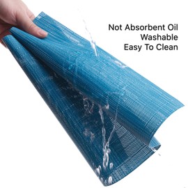 Myir JUN Place Mats, Table Mats Set of 8 Indoor Placemats Washable Non-Slip Heatproof Woven Placemats for Dining Table Fabric Place Mat PVC (Blue, Set of 8)