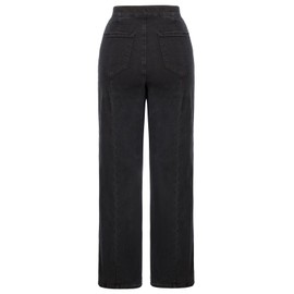 Belle Poque Womens Plus Size Jean Black Stretchy High Rise Straight Leg Denim Pants with Pockets Black Size 20 Size 22