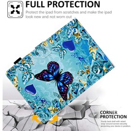 9.5-10.5 Inch Universal Tablet Case, Universal 10 10.1 Inch Android Tablet Case, PU Leather Folio Stand Protective Cover for 9.6'' 9.7'' 10.1'' 10.2'' 10.4'' 10.5'' Touchscreen Tablet, Buttefly