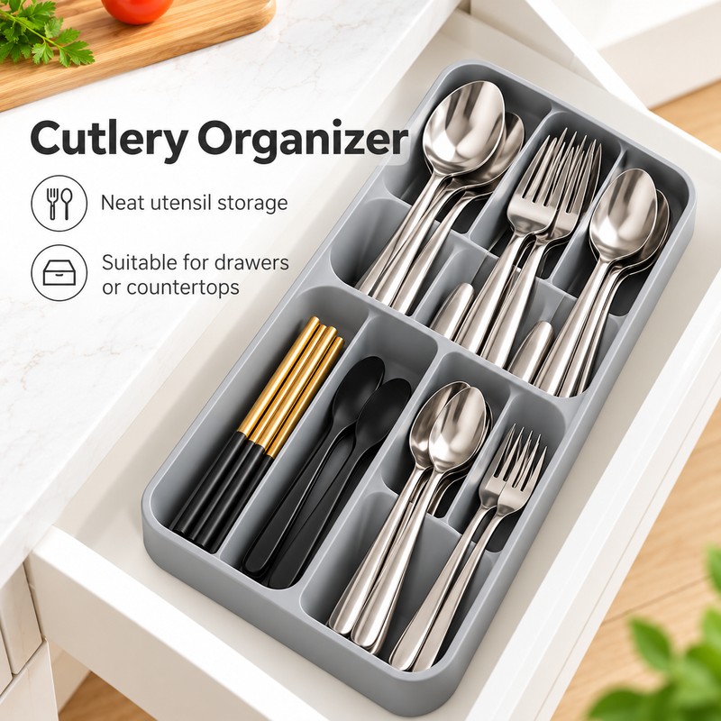 Kitchen Drawer Organizer for Knives, Cutlery & Spices – Space-Saving
