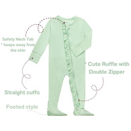 GUISBY Baby One-Piece Pajamas Long Sleeve Footie Sleeper for Boy Girls Light green 12-18 Months