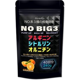 JAY&CO. NO BIG3 Arginine, Citrulline, Ornithine (3 Types of 1,000 mg) (Orange, 40 Doses 8.5 oz (240 g)