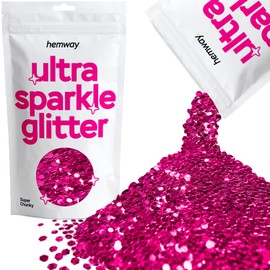 Hemway Premium Ultra Sparkle Glitter Multi Purpose Metallic Flake for Arts Crafts Nails Cosmetics Resin Festival Face Hair - Dark Rose Pink - Super Chunky (1/8" 0.125" 3mm) 100g / 3.5oz