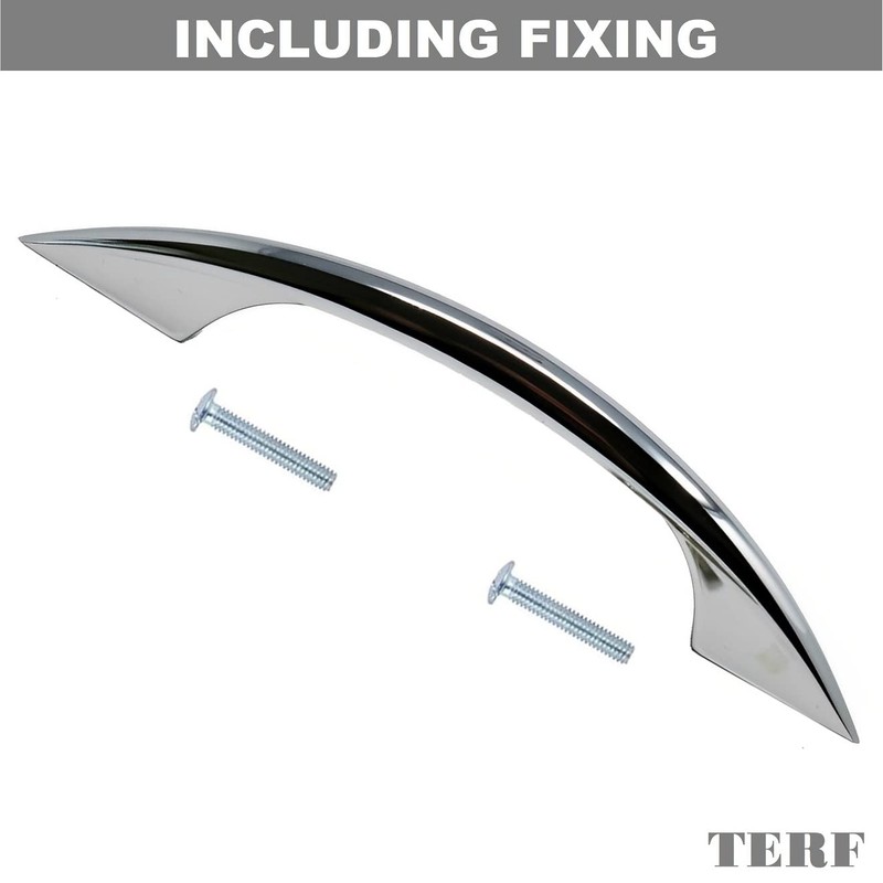 TERF® Traditional Polished Chrome D-Shape Back Fix Pull Handle 100mm