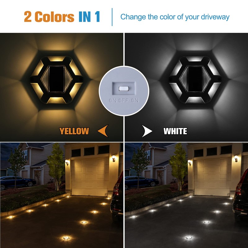 VOLISUN Solar Deck Lights Driveway Dock Lights, 12-Pack Waterproof Outdoor
