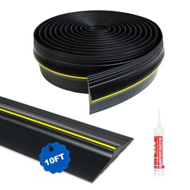 DGSL Universal Garage Threshold Seal Strip with Sealants/Adhesive, 10FT Waterproof Garage Door Bottom Rubber, DIY Garage Door Weather Stripping Replacement, Black