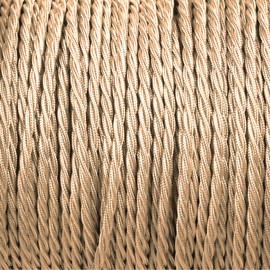 LEDSone 5m 3 Core Braided Flexible Fabric Wire Light Gold Flex Cable Antique Twisted Cable 3 Conductor 16.4ft Braided Electrical Cord Flex Cord Italian Braided for DIY, Lighting Other Appliances