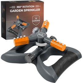 Joeys Sprinkler for Yard, Rotating Garden Sprinkler for Large Area Coverage, Lawn and Yard Sprinklers (Orange)