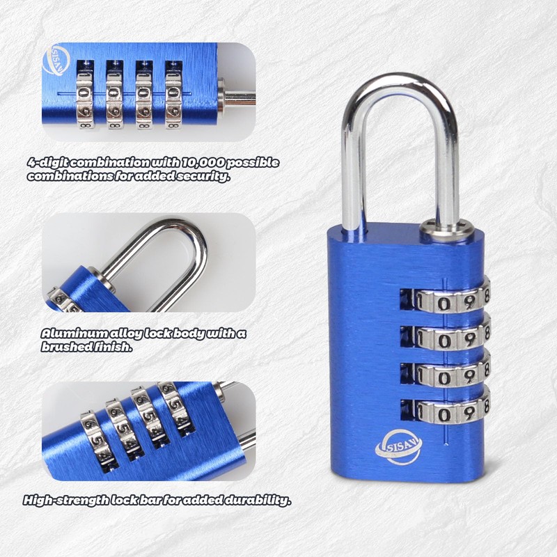 SISAV Combination Lock,4 Digit Gym Combination Padlock for School Lockers,Toolbox,Fence