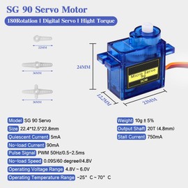 Servo 10 Pieces 9G Micro Servo Motor High Precision and Torque Mini Servo Motor for RC Helicopter Boat Plane Helicopter Car Vehicle Models Control Mini Model Making for Arduino, 360° Rotation