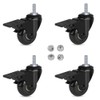 Hirate Threaded Stem Casters 5/16" with Brake, Set of 4
