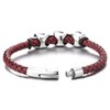 COOLSTEELANDBEYOND Men Women Steel Three Vintage Stacking Skulls Red Braided