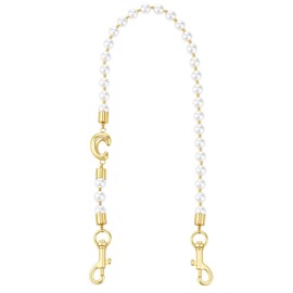 NVWAROCK Pearl Purse Chain,14K Gold Plated C-Shaped Metal Brass Purse Strap for Women,Bag Purse Charms Chain for Handbags Gift Box Packaging