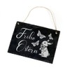 Slate Board "Frohe Ostern" - Sign Easter Bunny Butterflies 22