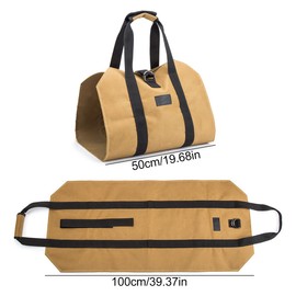 Saijer Canvas Firewood Bag, Canvas Firewood Log Carry Bag, Waterproof Foldable Firewood Carry Bag, Firewood Storage Bag, Portable Firewood Basket, Wood Basket for Garden, Fireplace