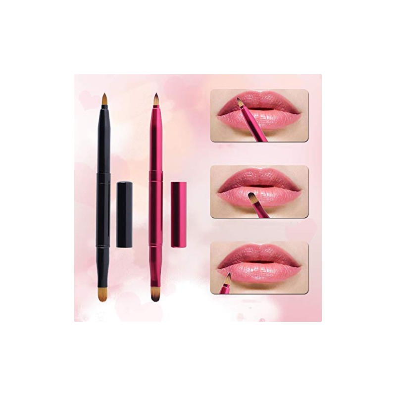 2 Pcs Retractable Lip Brushes Portable Dual End Lipstick Brush