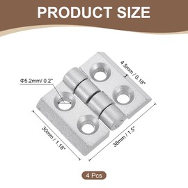 sourcing map 4Pcs Adjustable 180 Degree Hinges, 30mmx38mm Zinc Alloy Locking Leaf Table Hinges, Bifold Door Drop Leaf Hinge for Wooden Box Dining and Table Cabinets, Silver