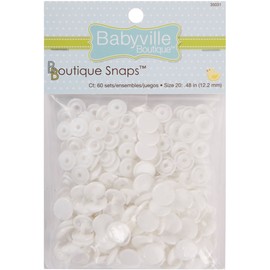 Dritz Babyville Boutique 35031 Snaps, Size 20, White (60-Sets)
