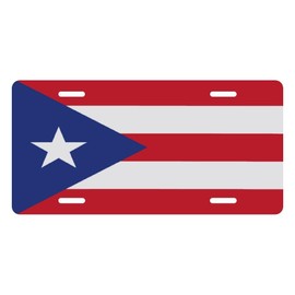 Muishi Puerto Rico Flag Decorative License Plate, Vanity Tag, Metal License Plate, Aluminum Novelty License Plate Home Decor for Men/Women/Boy/Girls 6 X 12 Inch (4 Holes)