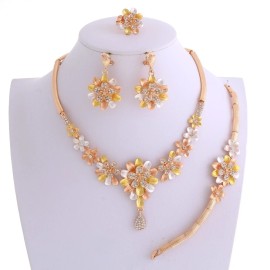 neXxtten New Gold Plated Tone Metal Necklace Bracelet Earring Set LBT188-GMUL