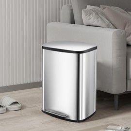 DYTesa 13 Gallon Kitchen Trash Can with Soft Close Lid, Stainless Steel Garbage Can with Foot Pedal & Removable Inner Bucket for Kitchen, Bedroom, Bathroom, Office