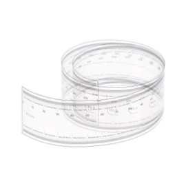 sourcing map Film Flexible Ruler 50 cm 0.1 mm Scale with R Angle & Wide Lines PET Plastic Folding Straight Ruler Calibration Soft Measuring Tool for Factory Transparent