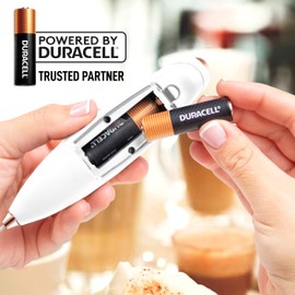 Zulay Powerful Milk Frother (4 Duracell Batteries Included) - Handheld Milk Frother Wand Drink Mixer for Coffee - Powerful Milk Foamer for Cappuccino, Matcha - Exec White & Rose Gold