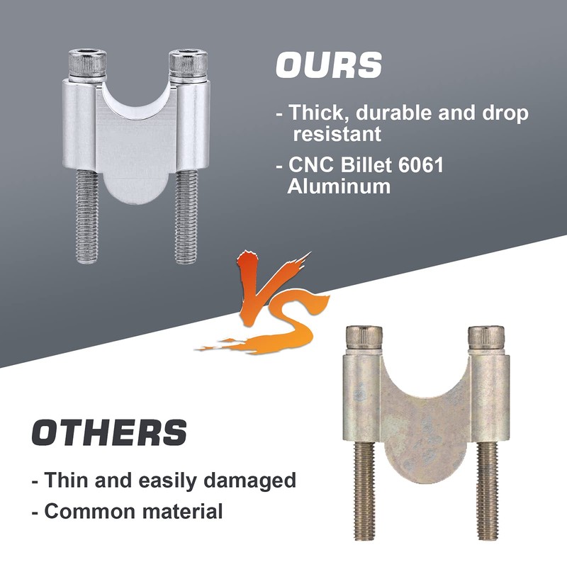 Wsays 7/8" Handlebar Risers 30mm Height Mount Clamp Kit Silver