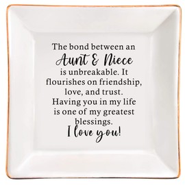 XJF Aunt and Niece Ceramic Jewelry Trinket Dish, Auntie Gifts from Niece, Gifts for Aunts Birthday, Mothers Day, Christmas, Aunt & Niece Gifts