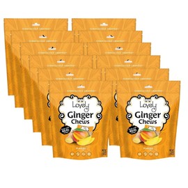 Lovely Candy Co. Mango Ginger Chews, Made with Real Ginger, Individually Wrapped, 5oz (12-Pack) | Gluten-Free, Non-GMO, NO Artificial Ingredients, NO High Fructose Corn Syrup