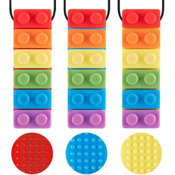 3 Pack Sensory Chew Necklace for Kids Toddlers with Autism ADHD,Biting Needs,Oral Motor Chewy Stick,Teether Toys for Autistic Chewers,Gum-Friendly