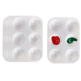 Paint Palette, Akebrog Plastic Paint Palettes 6 Well Rectangular Paint Tray Watercolor Palette Painting Tray for DIY Craft and Art Painting (5PCS)