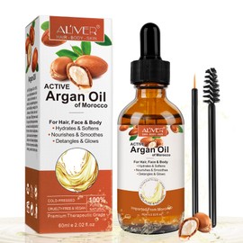 Argan Oil for Hair Growth, 100% Pure Cold-Pressed Moroccan Argan Oil for Skin and Face, Repairs and Nourishes, Stimulates Growth for Dry, Damaged Hair (60 ml)