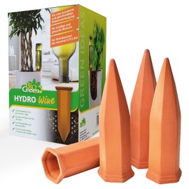 Bio Green Hydro Wine set of 4 irrigation systems for balconies and potted plants | Clay watering cone suitable for wine bottles I Water dispenser for potted plants