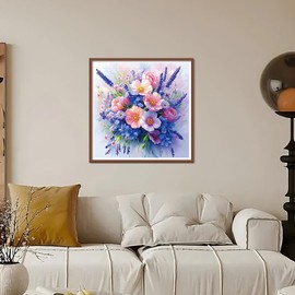 Kulvci Flower Diamond Painting Kits for Adults, Diamond Art Kits for Beginners, 5D DIY Full Drill Gem Craft for Home Decor Gift 12x12inch