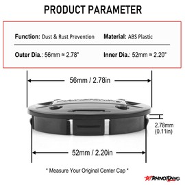 RhinoTuning Wheel Hub Caps for Hub Cap OD 56 mm ID 52 mm Black Wheel Hub Cover Suitable for Beetle 1998-2010 / Beetle Cabrio 2003-2010, 1J0 601 171 Wheel Centre Caps