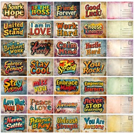 PARTH iMPEX 72pcs Vintage Motivational Inspirational Postcards – Retro 4'' x 6'' Old-Style cards with Postal Mailing Side for Teacher Students Appreciation, Kindness Encouragement Sayings Quote
