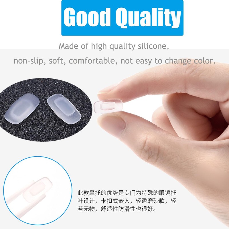Eyeglass Nose Pads 10 Pairs Push in Soft Silicone Replacement
