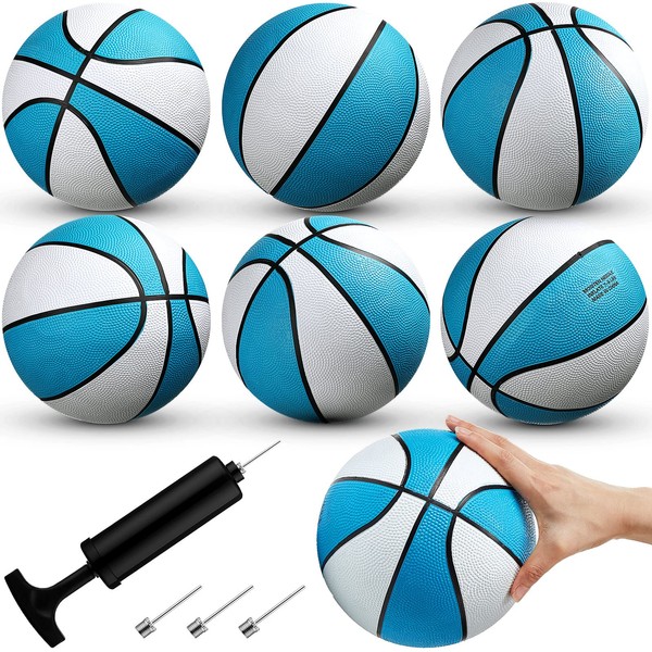 6 Pack Water Pool Basketballs Swimming Pool Rubber Basketball Blue Basketball for Swimming Pool Basketball Hoops Pool and Lake Waterproof Basketball for Pool Lake Party Favors (Light Blue, 7 Inch)