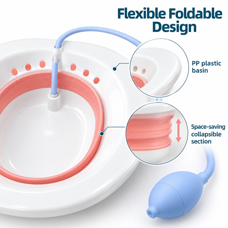 Foldable Sitz Bath Basin for Toilet Seat – Portable Plastic