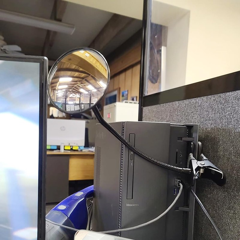 Ampper Glass Clip On Rear View Cubicle Mirror, Flexible Convex