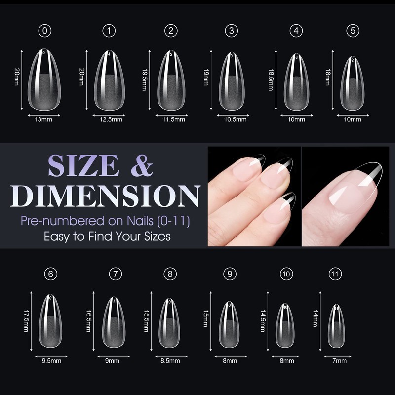 Gelike EC Extra Short Almond Gel Nail Tips Kit for
